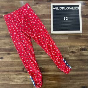 Wildflowers Happy Go Lucky Good Sport Leggings 12 Red Blue Floral Knit Pants 12